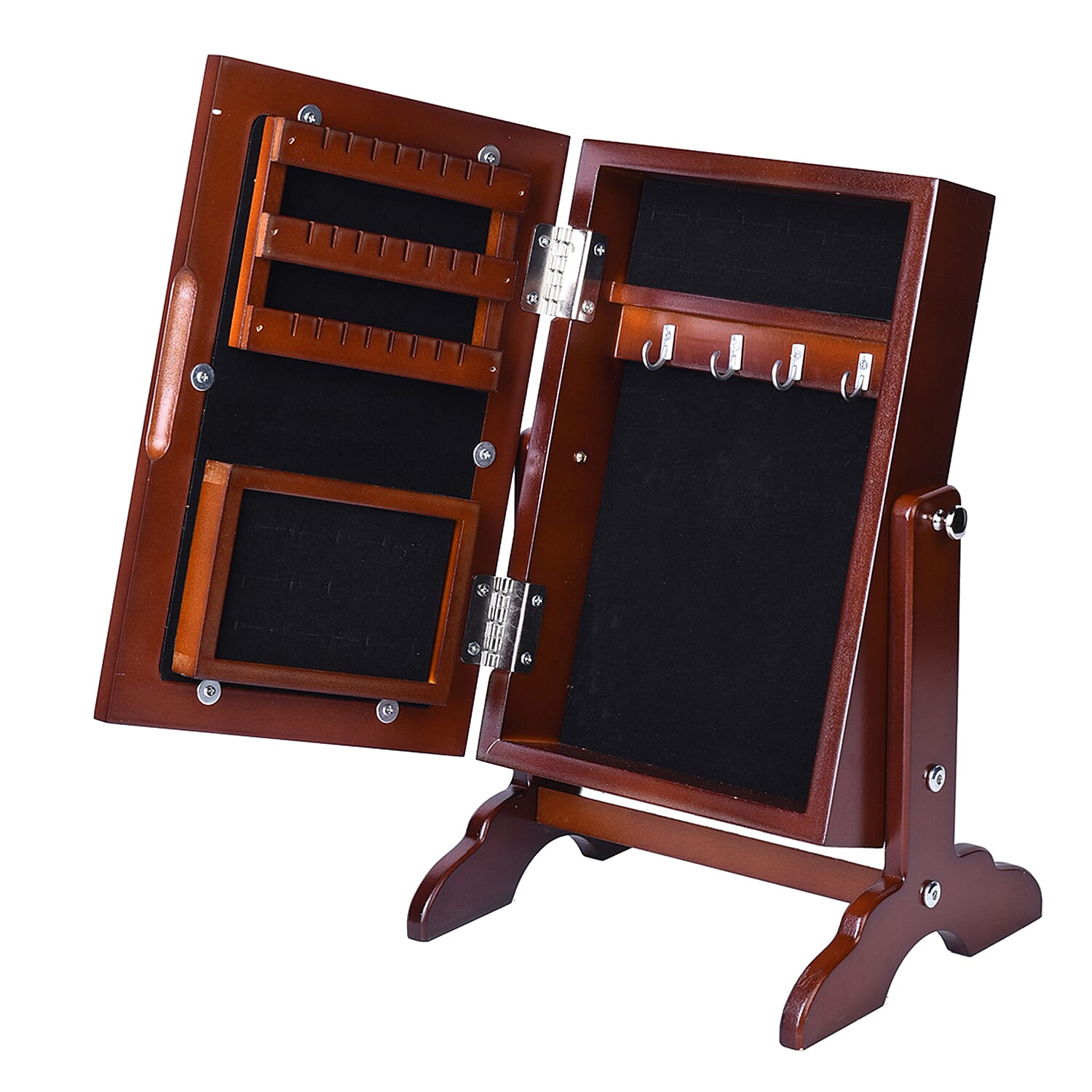 Portable Jewellery Cabinet with Standing Mirror - Brown V32361653 5