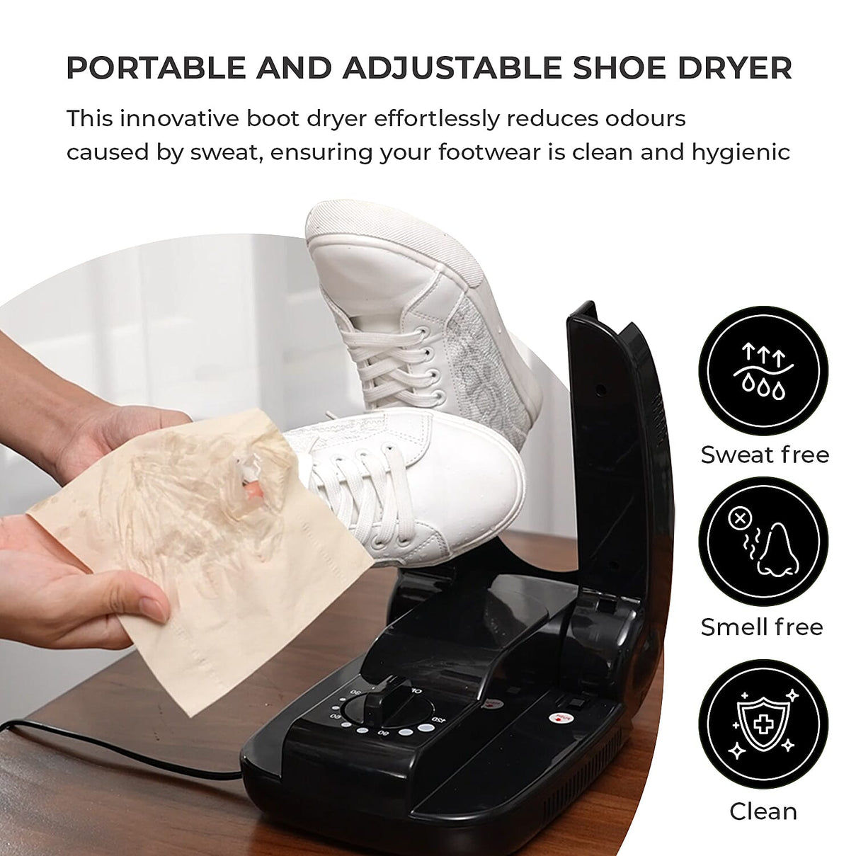 Portable and Adjustable Shoe Dryer - Black 6275476 5
