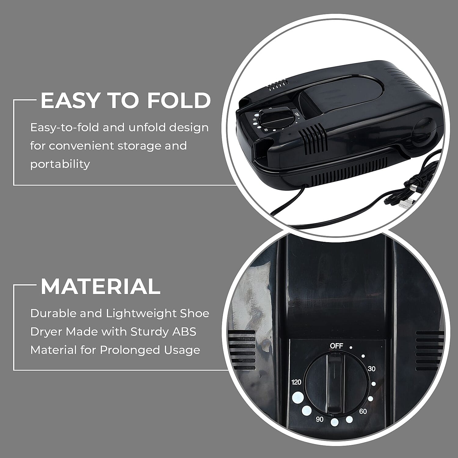 Portable and Adjustable Shoe Dryer - Black 6275476 7