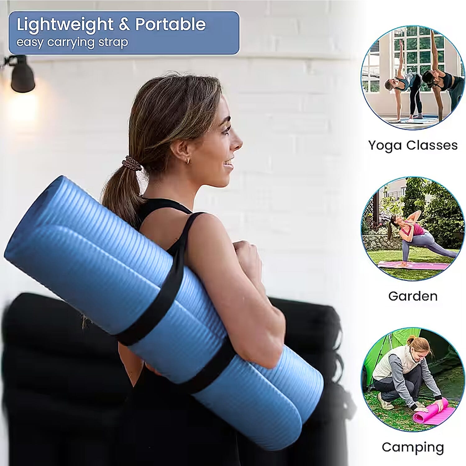 Soul Smart NBR Foam, Non-Slip High Density 10MM Travel Yoga Mat with Carrying Strap for both men and women to Exercise, Workout, Gym, Yoga, Pilates, Floor Exercises at Home or Camping 6284207 4