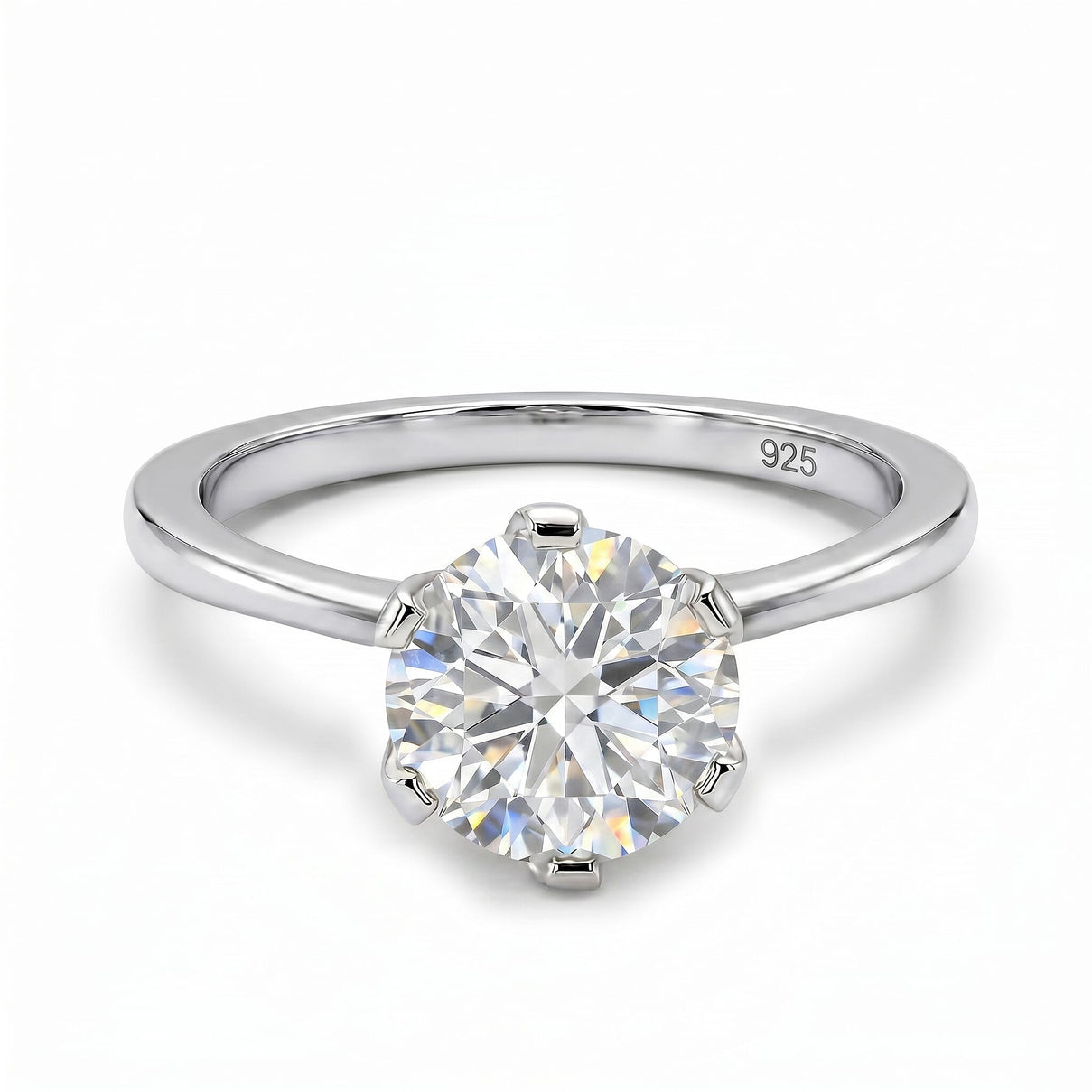 Moissanite Solitaire Ring in Sterling Silver with Platinum Plating 7026121 0