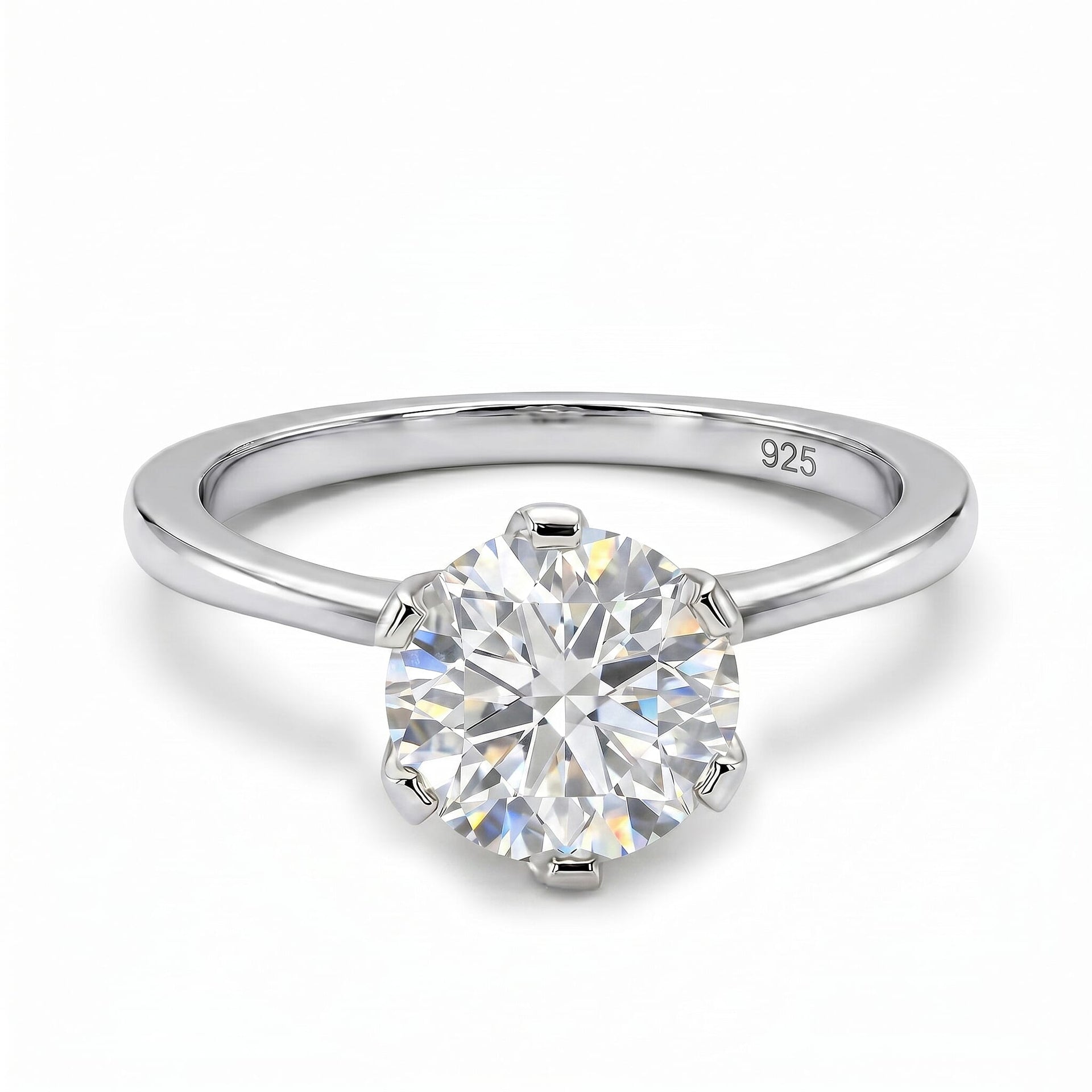 Moissanite Solitaire Ring in Sterling Silver with Platinum Plating 7026121 0