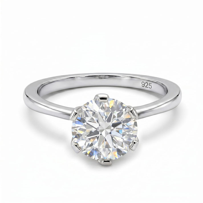 Moissanite Solitaire Ring in Sterling Silver with Platinum Plating 7026121 1