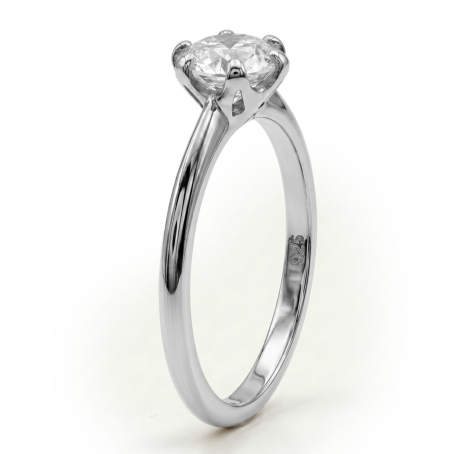 Moissanite Solitaire Ring in Sterling Silver with Platinum Plating 7026121 4