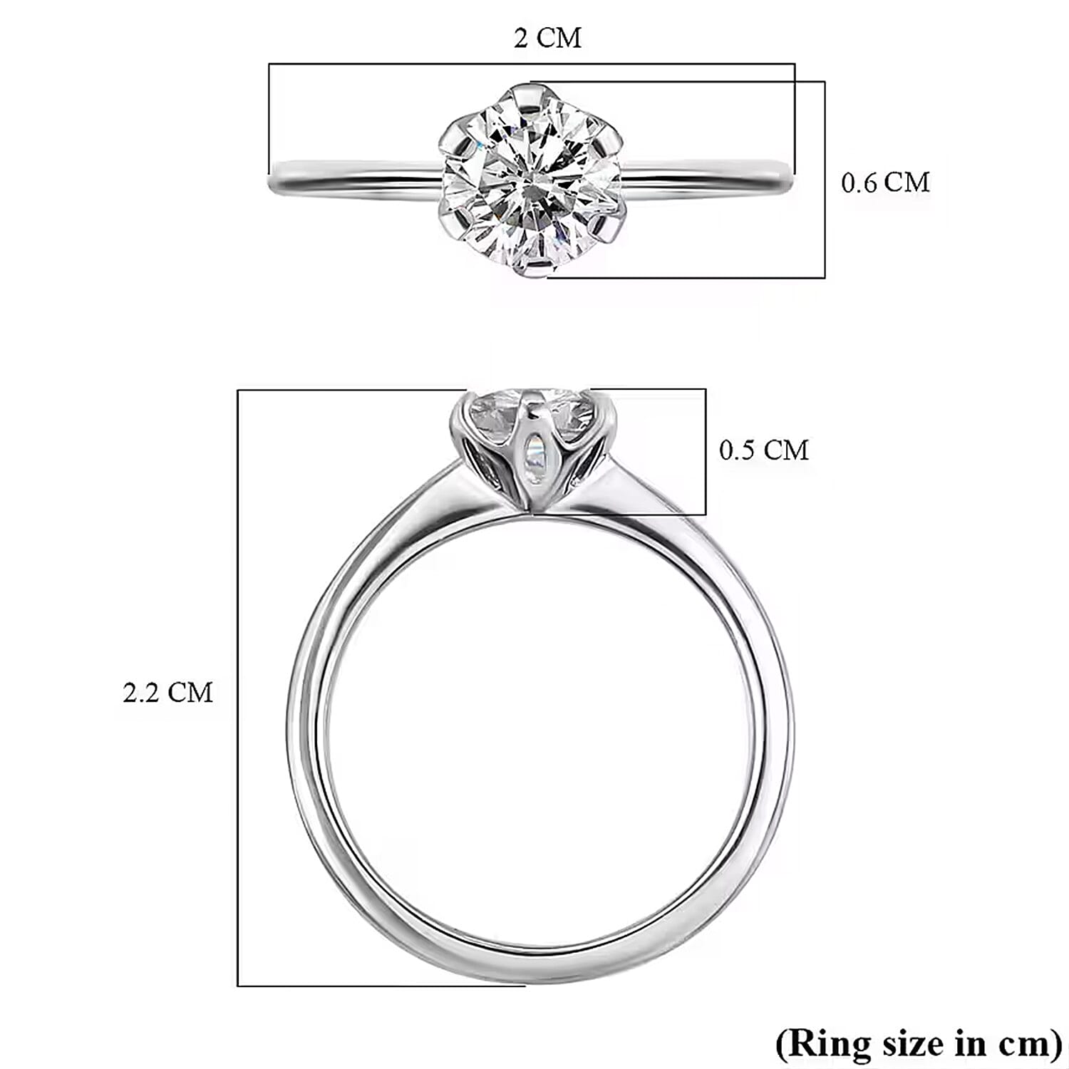 Moissanite Solitaire Ring in Sterling Silver with Platinum Plating 7026121 7