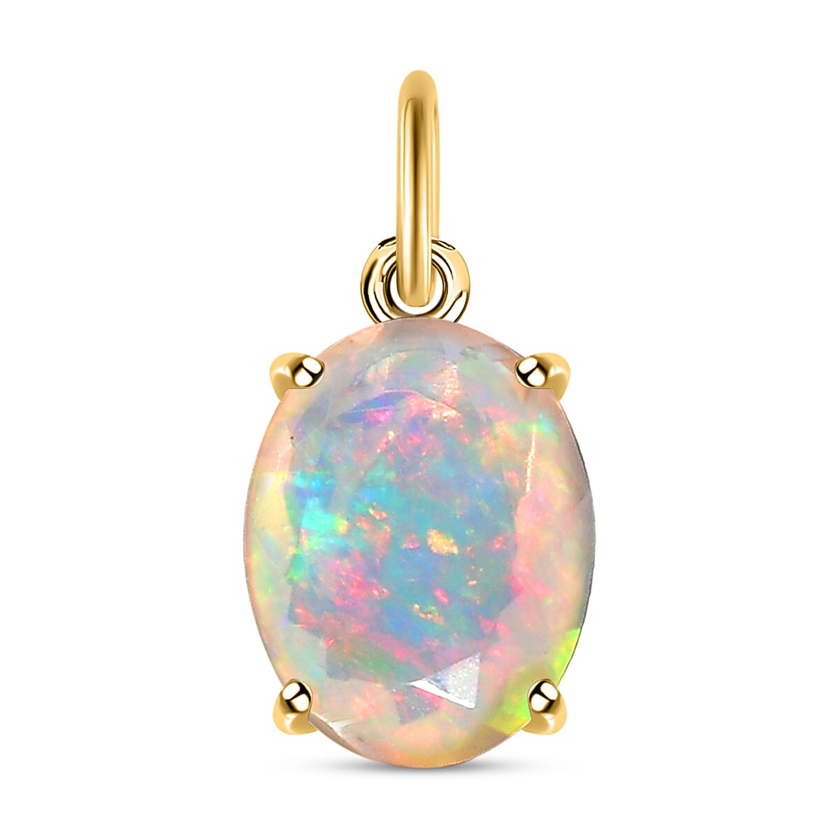 9K Yellow Gold AA Ethiopian Welo Opal Solitaire Pendant 1.22 Ct. 7126596 0