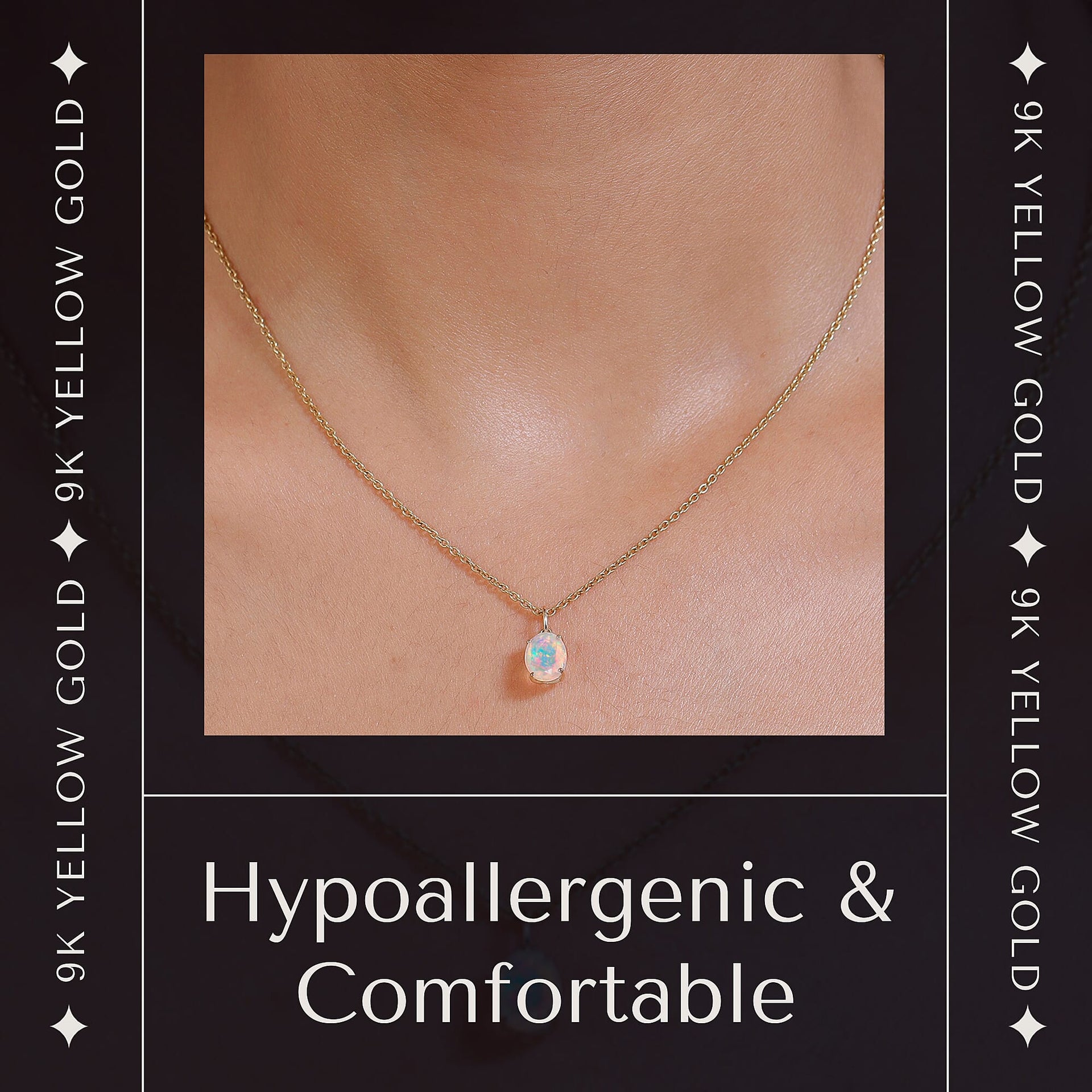 9K Yellow Gold AA Ethiopian Welo Opal Solitaire Pendant 1.22 Ct. 7126596 3