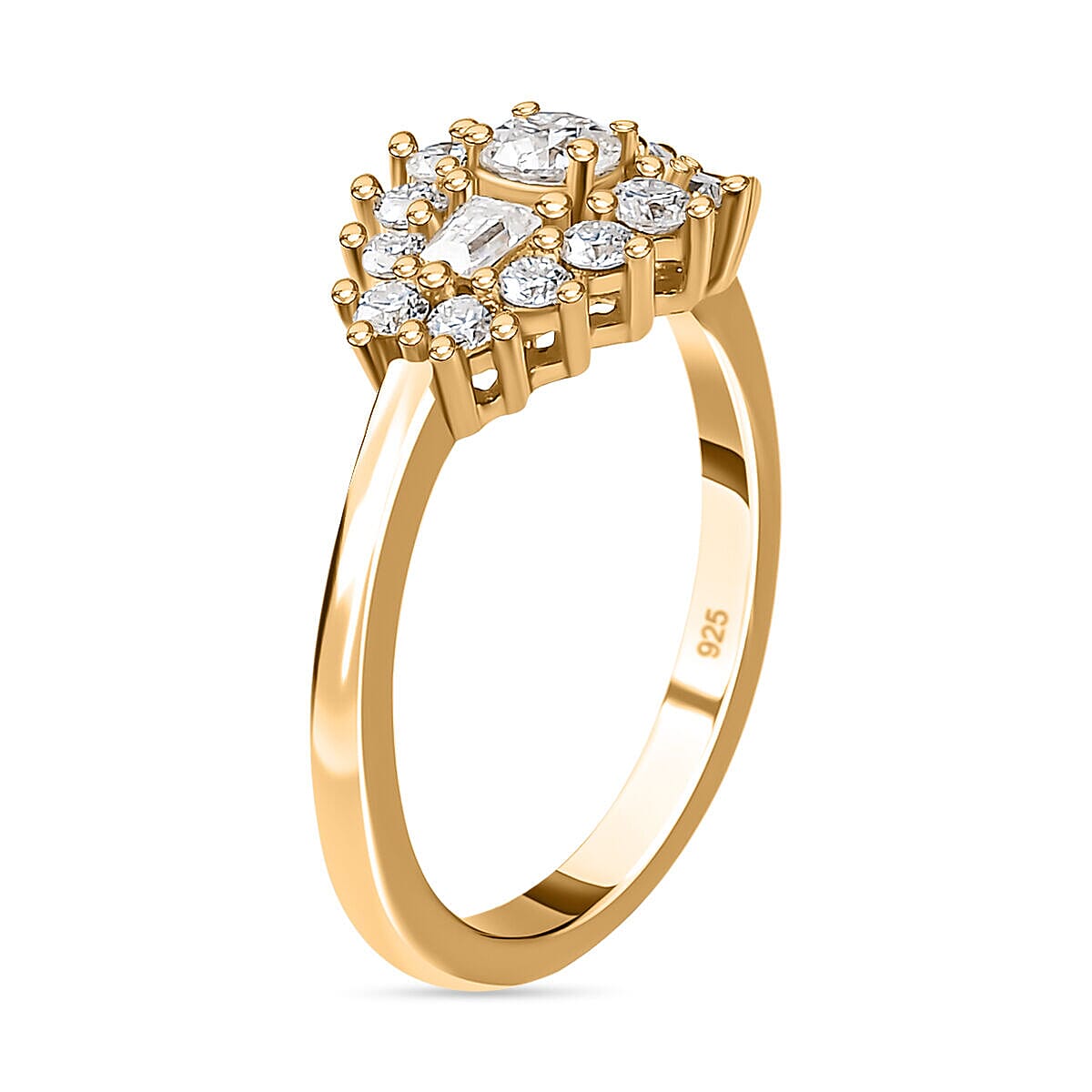 Moissanite Boat Ring in Sterling Silver with 18K Vermeil Yellow Gold 7127513 5