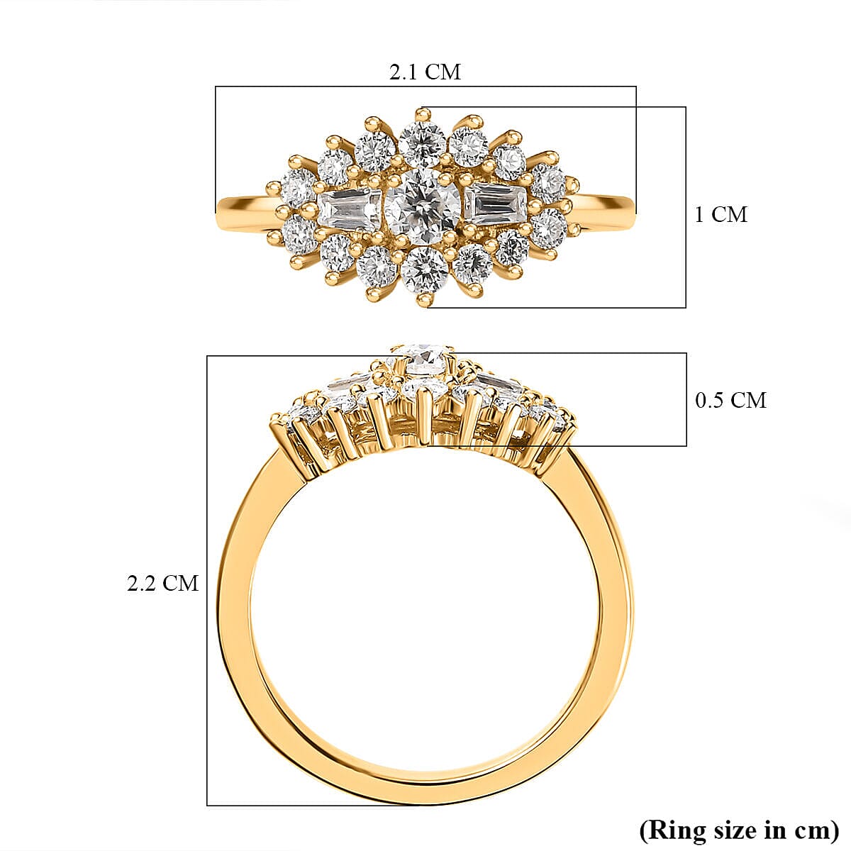 Moissanite Boat Ring in Sterling Silver with 18K Vermeil Yellow Gold 7127513 7