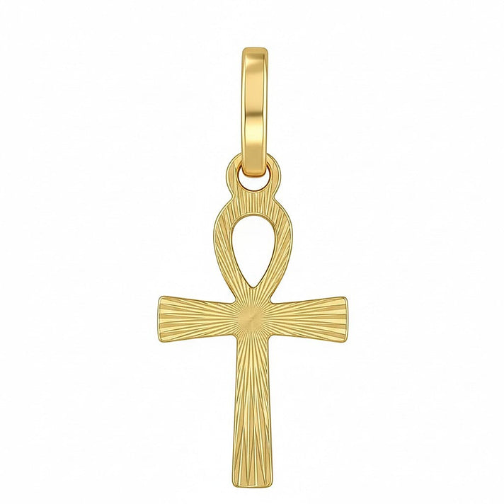 9K Yellow Gold 10mm X 22mm Ankh Cross Pendant 7188535 1
