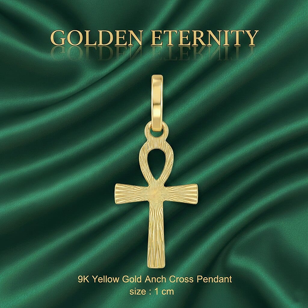 9K Yellow Gold 10mm X 22mm Ankh Cross Pendant 7188535 5