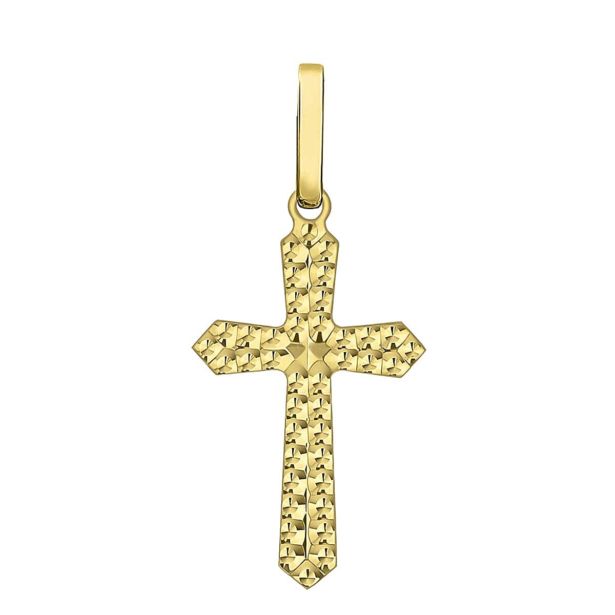 9K Yellow Gold 11mm X 24mm Embossed Cross Pendant 7188536 0