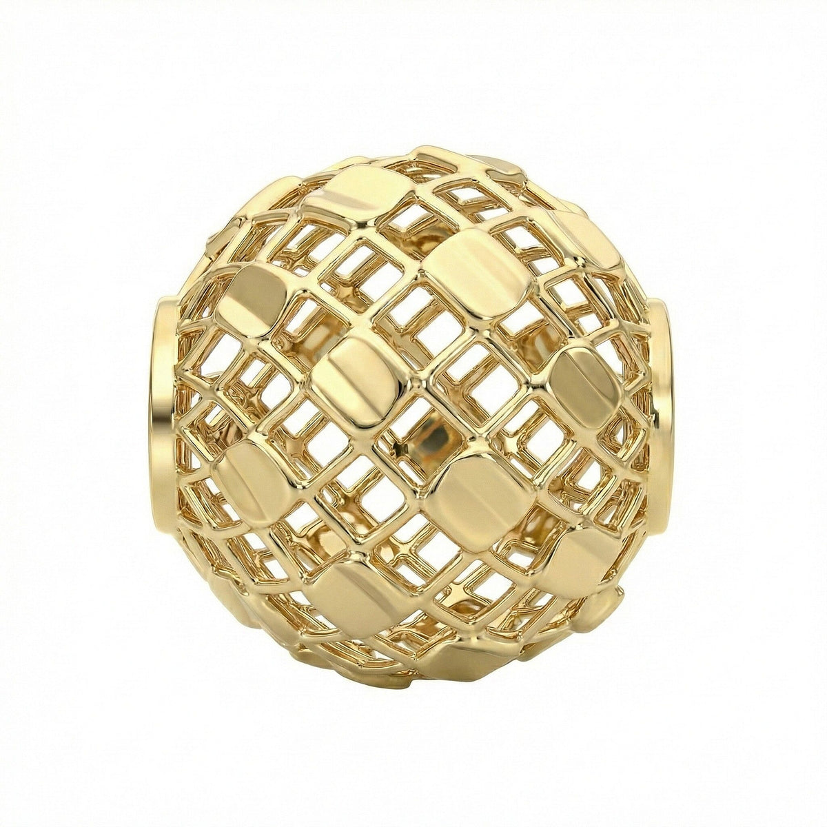 9K Yellow Gold 10mm Diamond Cut Mesh Ball Pendant 7188549 0