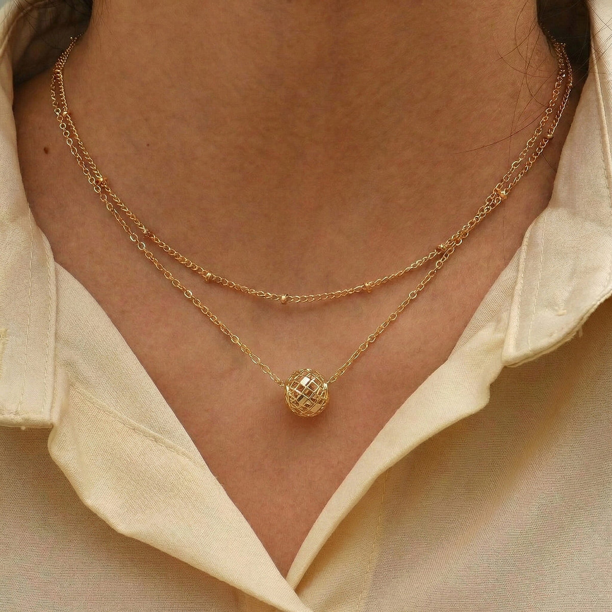 9K Yellow Gold 10mm Diamond Cut Mesh Ball Pendant 7188549 5