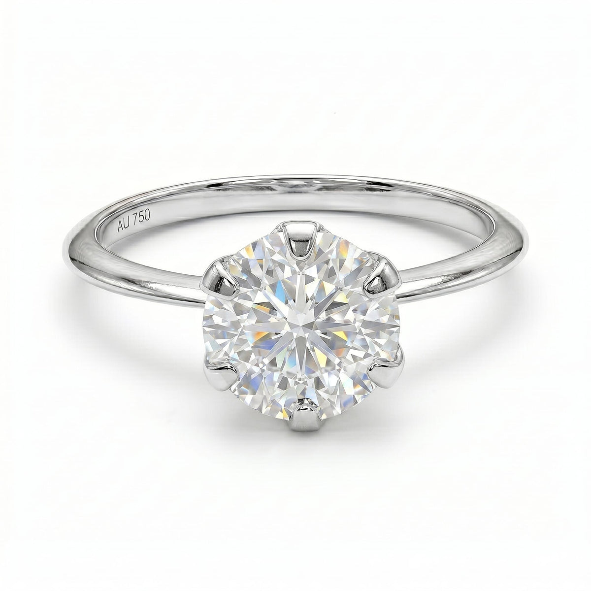 9K White Gold Moissanite Brilliant-Cut Solitaire Ring 1.74 Ct. 7194697 0