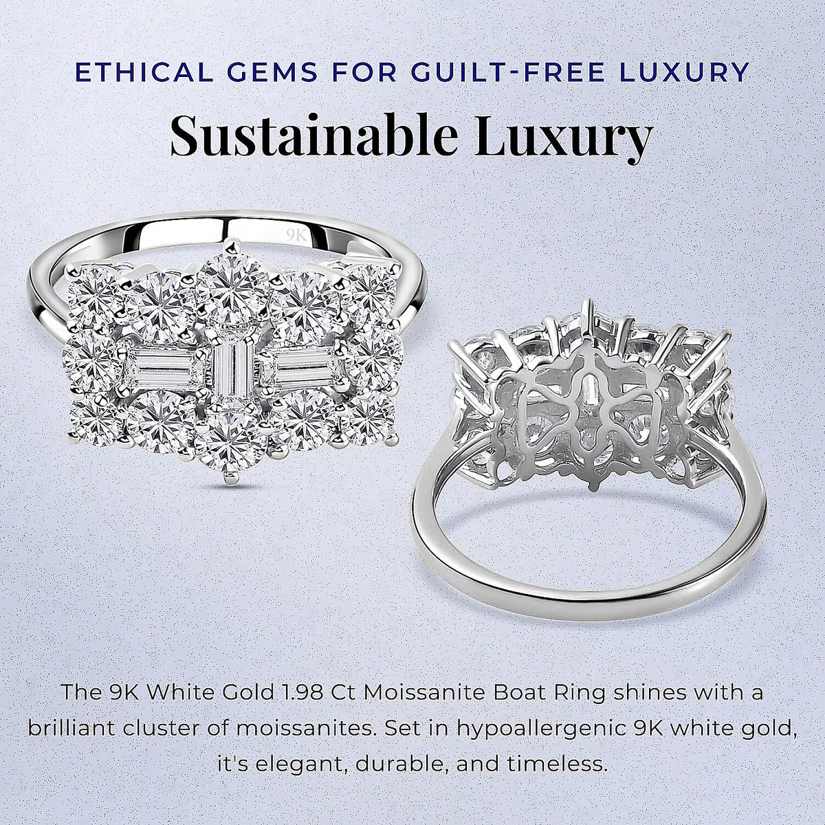 9K White Gold 1.97 Ct Moissanite Boat Ring 7194723 6