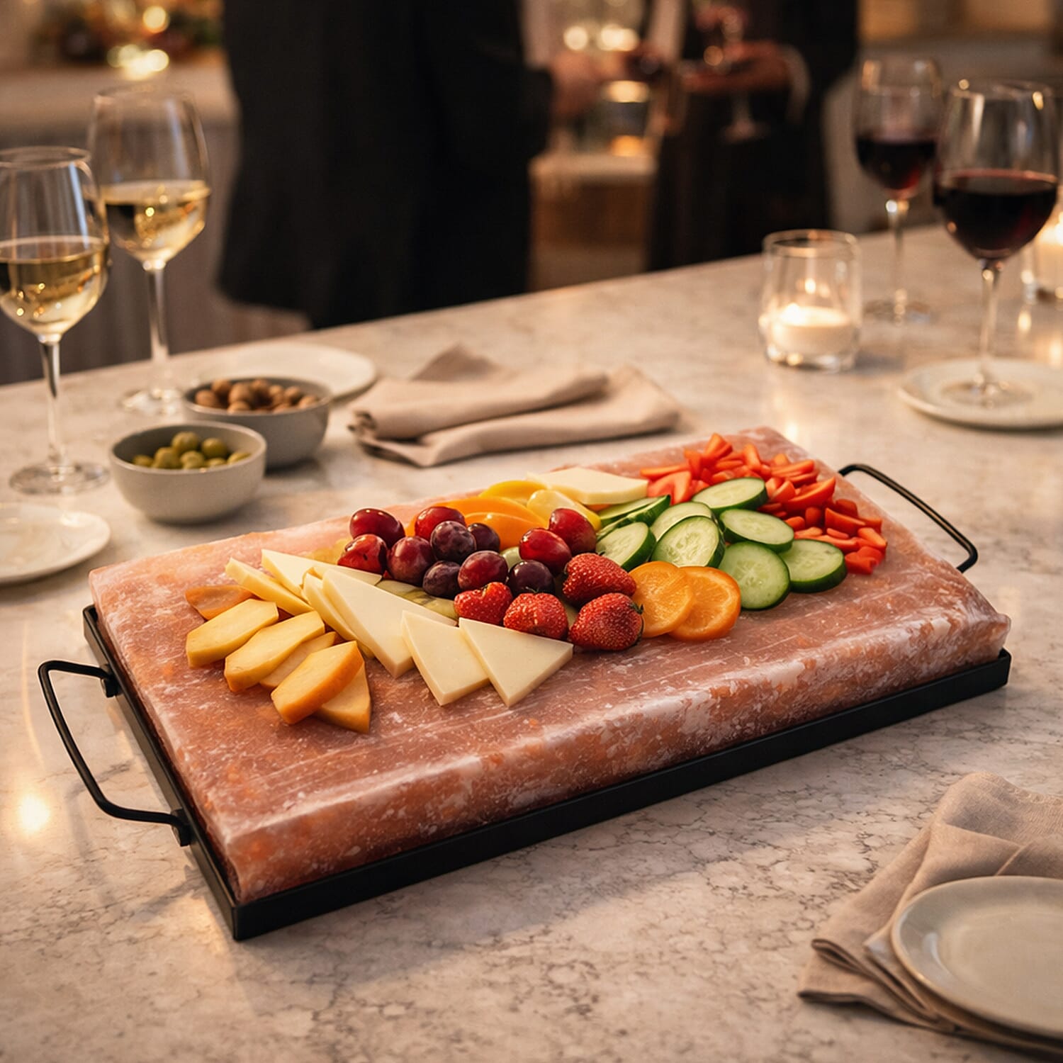 Himalayan Salt Rectangular Shape Salt Plates with Metal Holder (Size 40x20x5 cm) V32361689 4