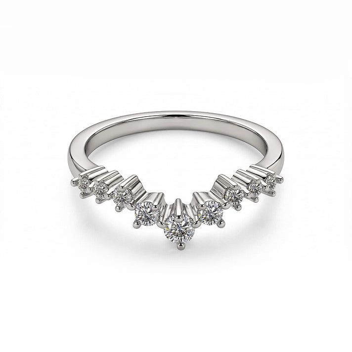 Moissanite Scatter Wishbone Ring in Sterling Silver with Platinum Plating 7210729 1
