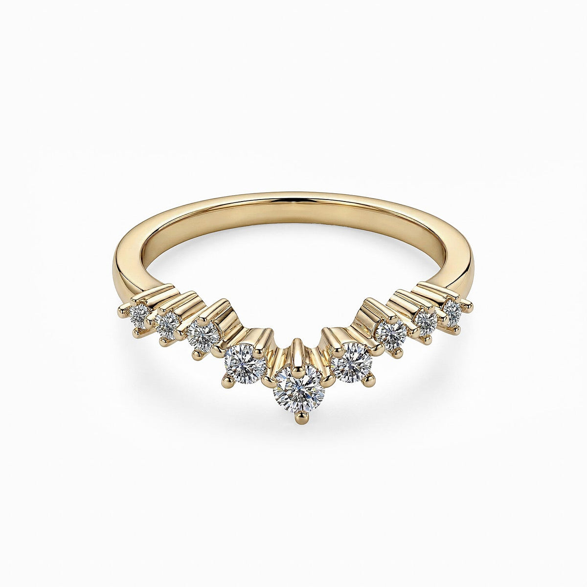 Moissanite Scatter Wishbone Ring in Sterling Silver with 18K Vermeil Yellow Gold 7210759 0