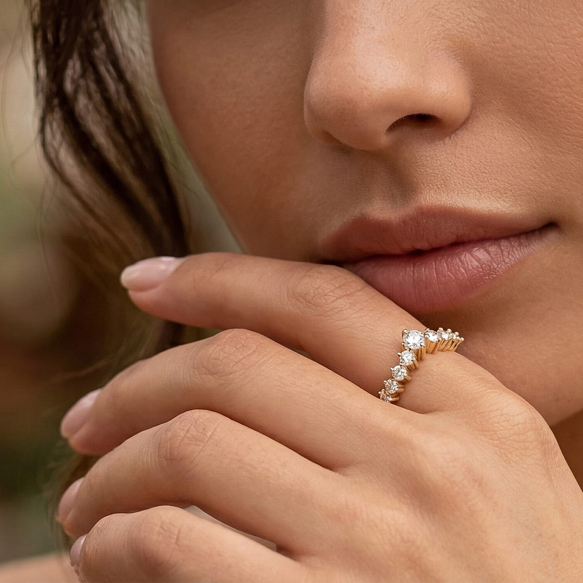 Moissanite Scatter Wishbone Ring in Sterling Silver with 18K Vermeil Yellow Gold 7210759 5