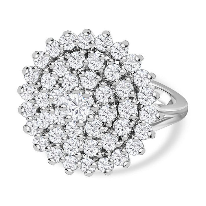 Moissanite Cluster Ring in Platinum Overlay Sterling Silver 2.46 Ct. 7225779 1