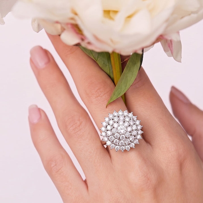 Moissanite Cluster Ring in Platinum Overlay Sterling Silver 2.46 Ct. 7225779 2