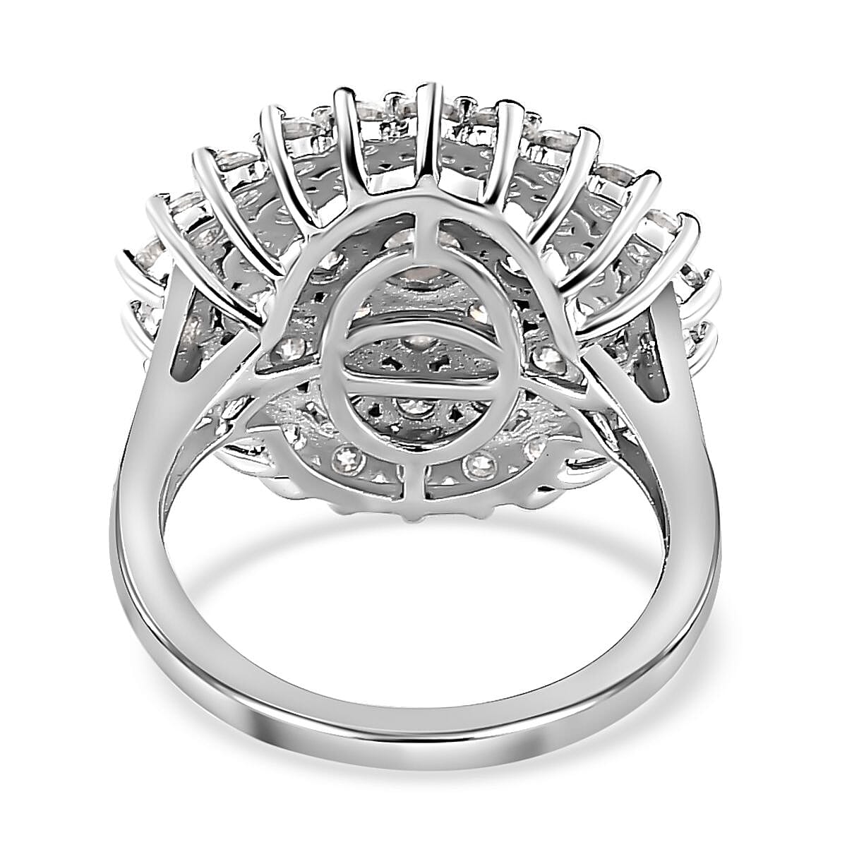 Moissanite Cluster Ring in Platinum Overlay Sterling Silver 2.46 Ct. 7225779 4