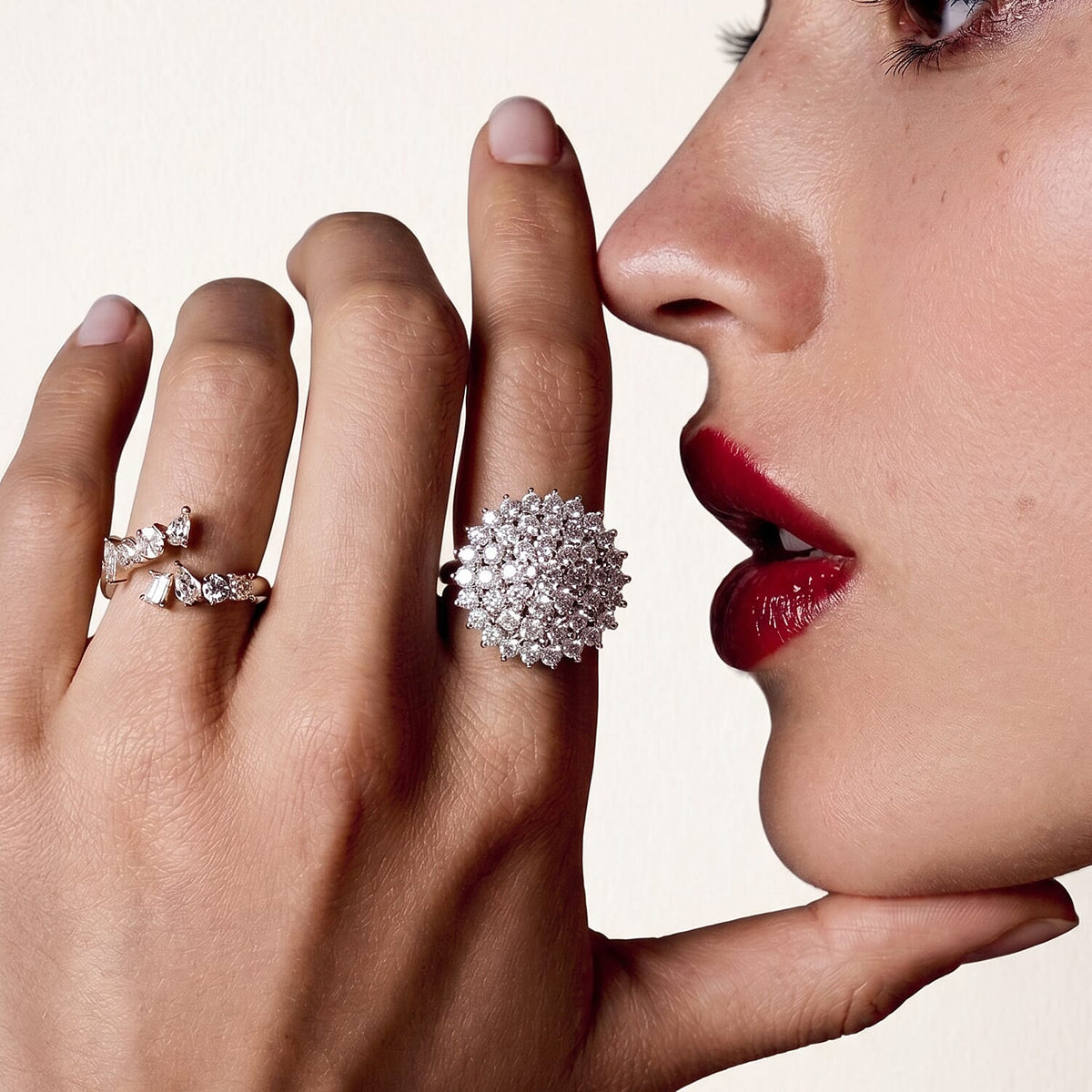Moissanite Cluster Ring in Platinum Overlay Sterling Silver 2.46 Ct. 7225779 6