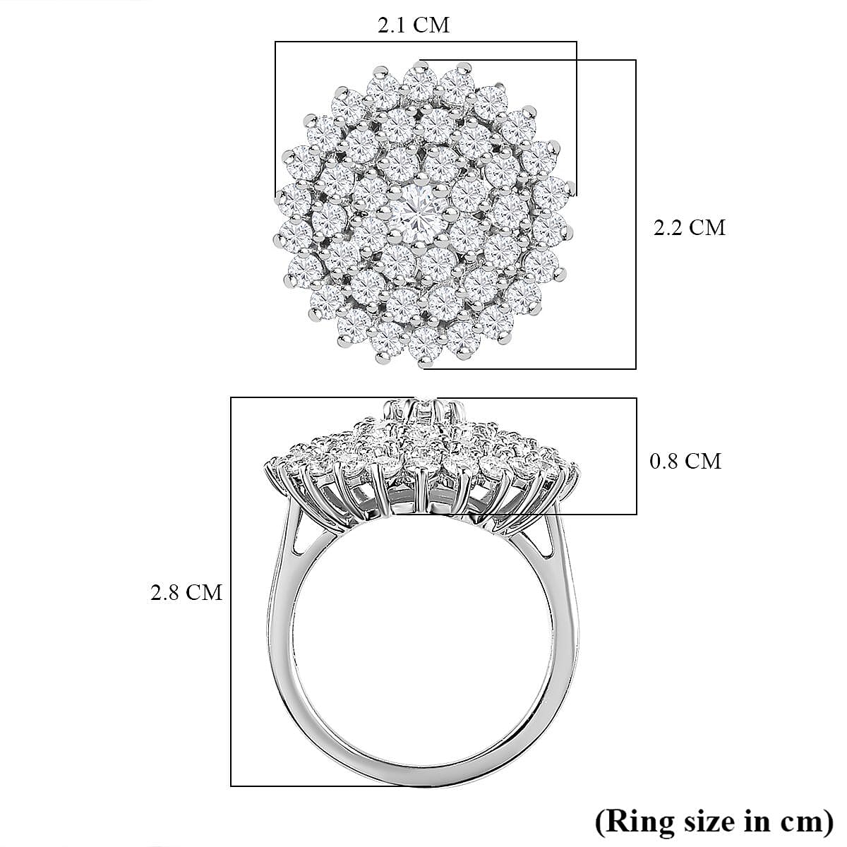 Moissanite Cluster Ring in Platinum Overlay Sterling Silver 2.46 Ct. 7225779 7