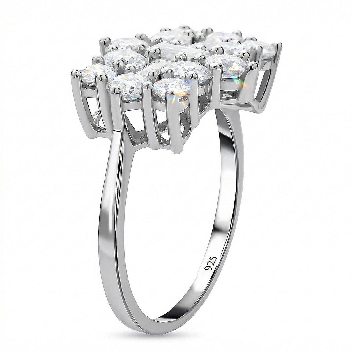 Moissanite Boat Ring in Rhodium Overlay Sterling Silver 2.55 Ct. 7270128 4