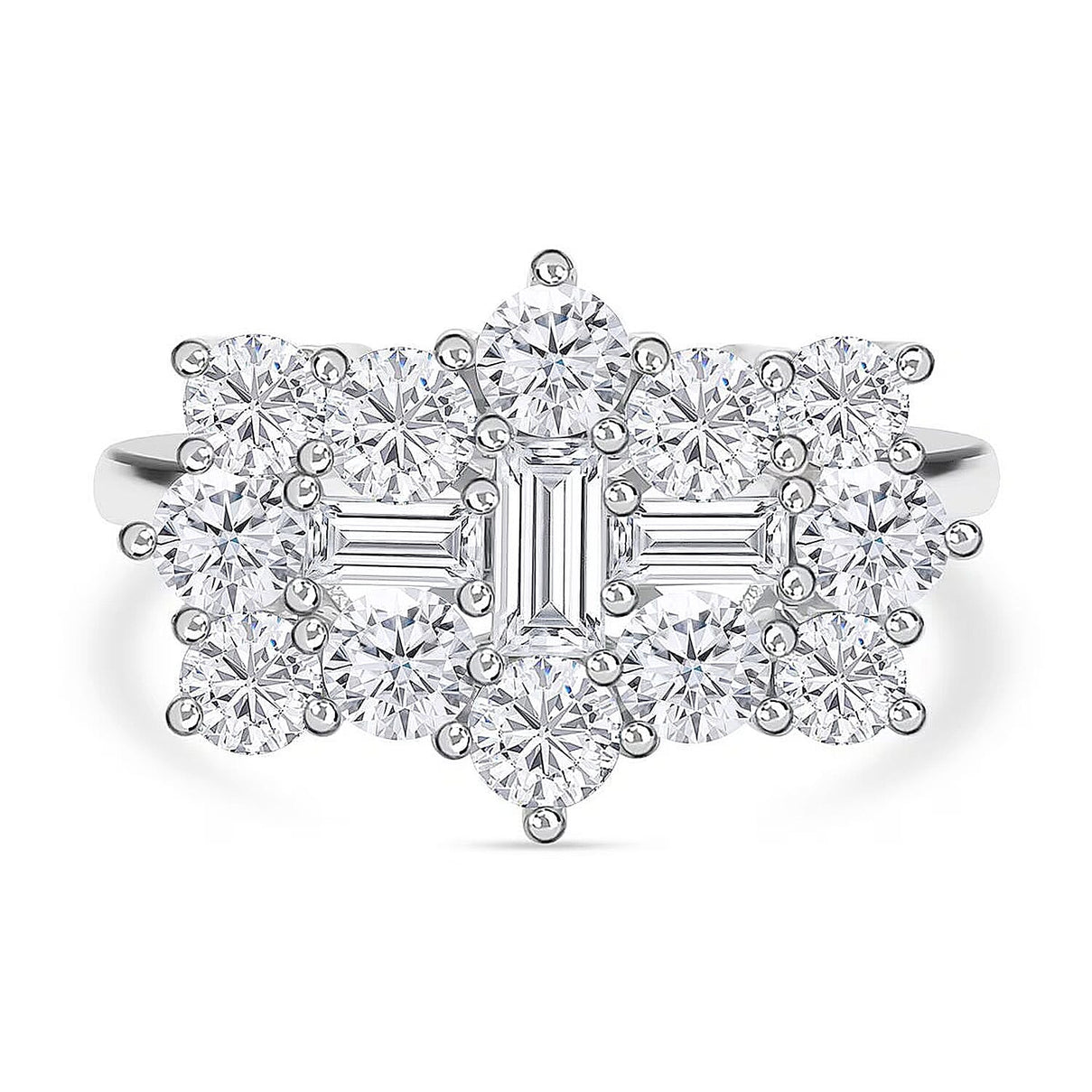 Moissanite Boat Ring in Rhodium Overlay Sterling Silver 2.55 Ct. 7270132 0