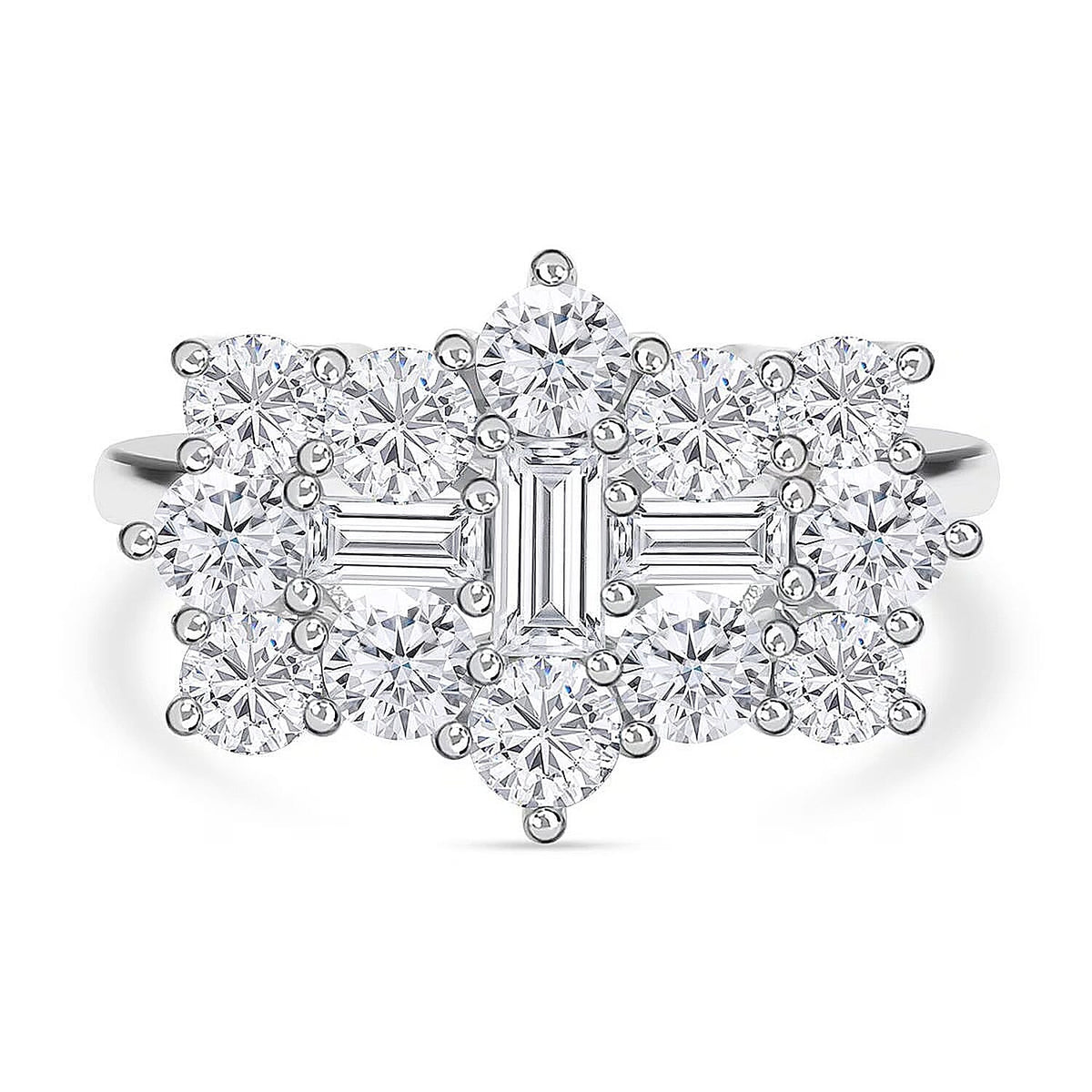 Moissanite Boat Ring in Rhodium Overlay Sterling Silver 2.55 Ct. 7270132 0