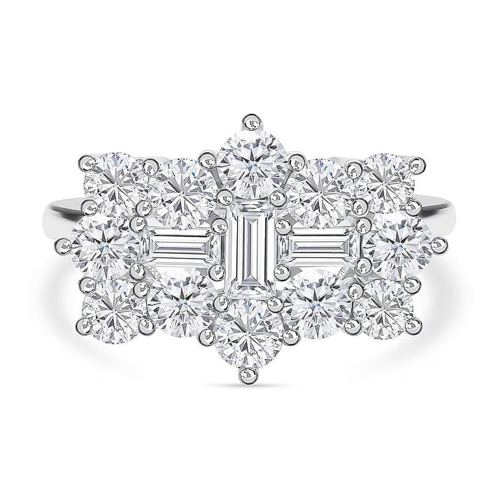 Moissanite Boat Ring in Rhodium Overlay Sterling Silver 2.55 Ct. 7270132 1