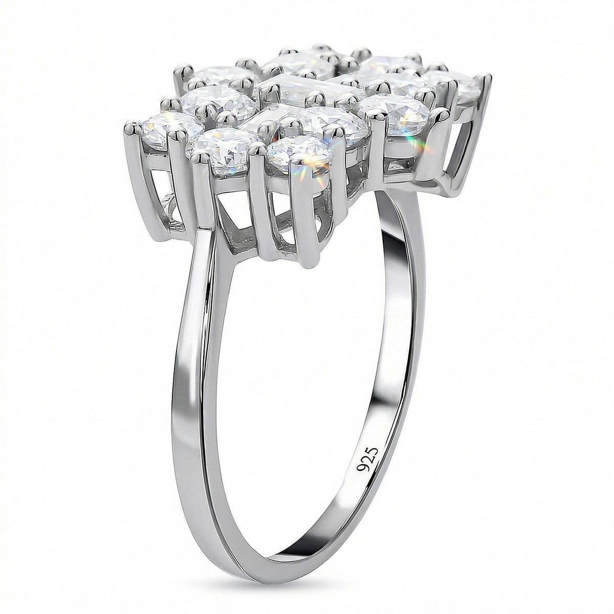 Moissanite Boat Ring in Rhodium Overlay Sterling Silver 2.55 Ct. 7270132 4