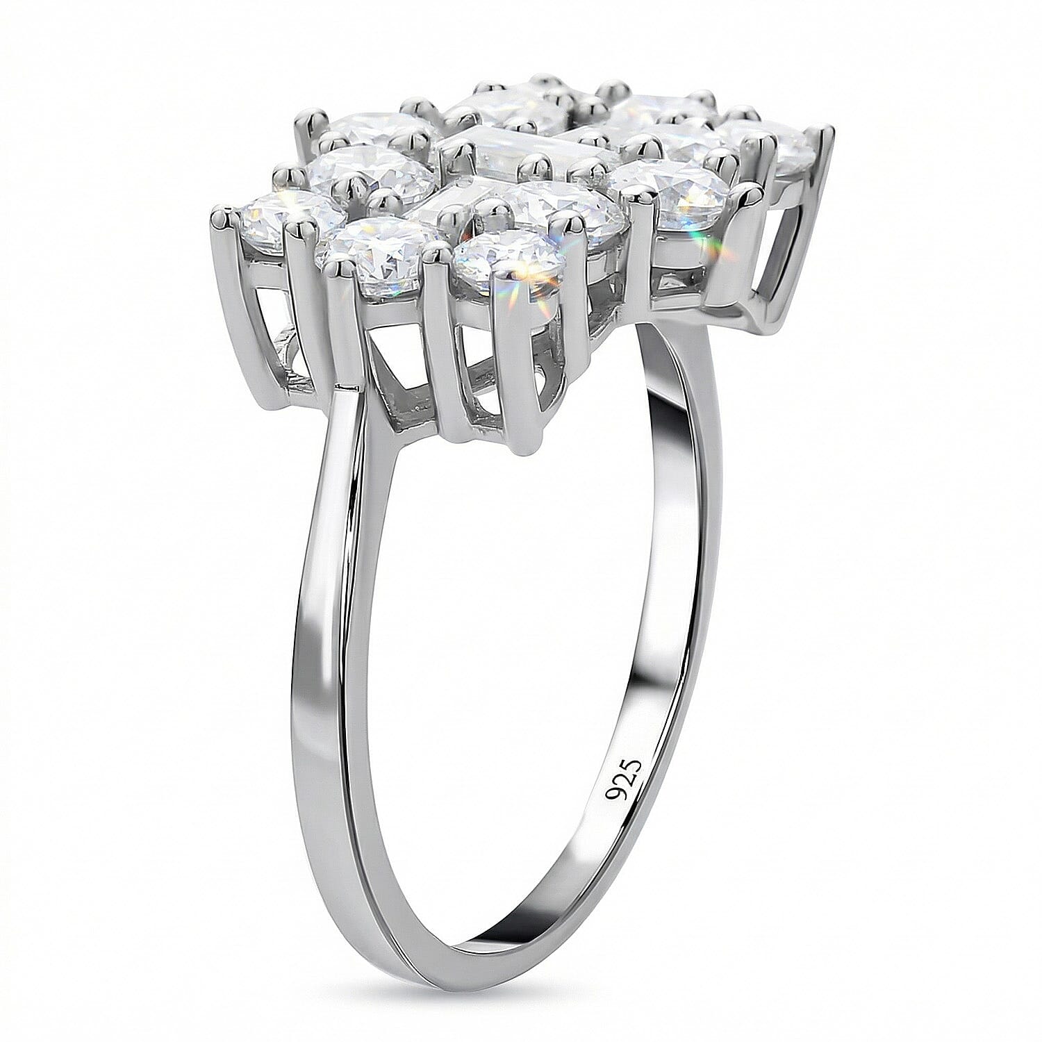 Moissanite Boat Ring in Rhodium Overlay Sterling Silver 2.55 Ct. 7270132 4