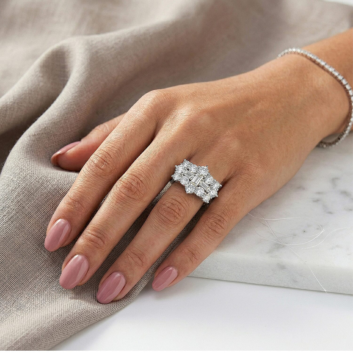 Moissanite Boat Ring in Rhodium Overlay Sterling Silver 2.55 Ct. 7270132 5
