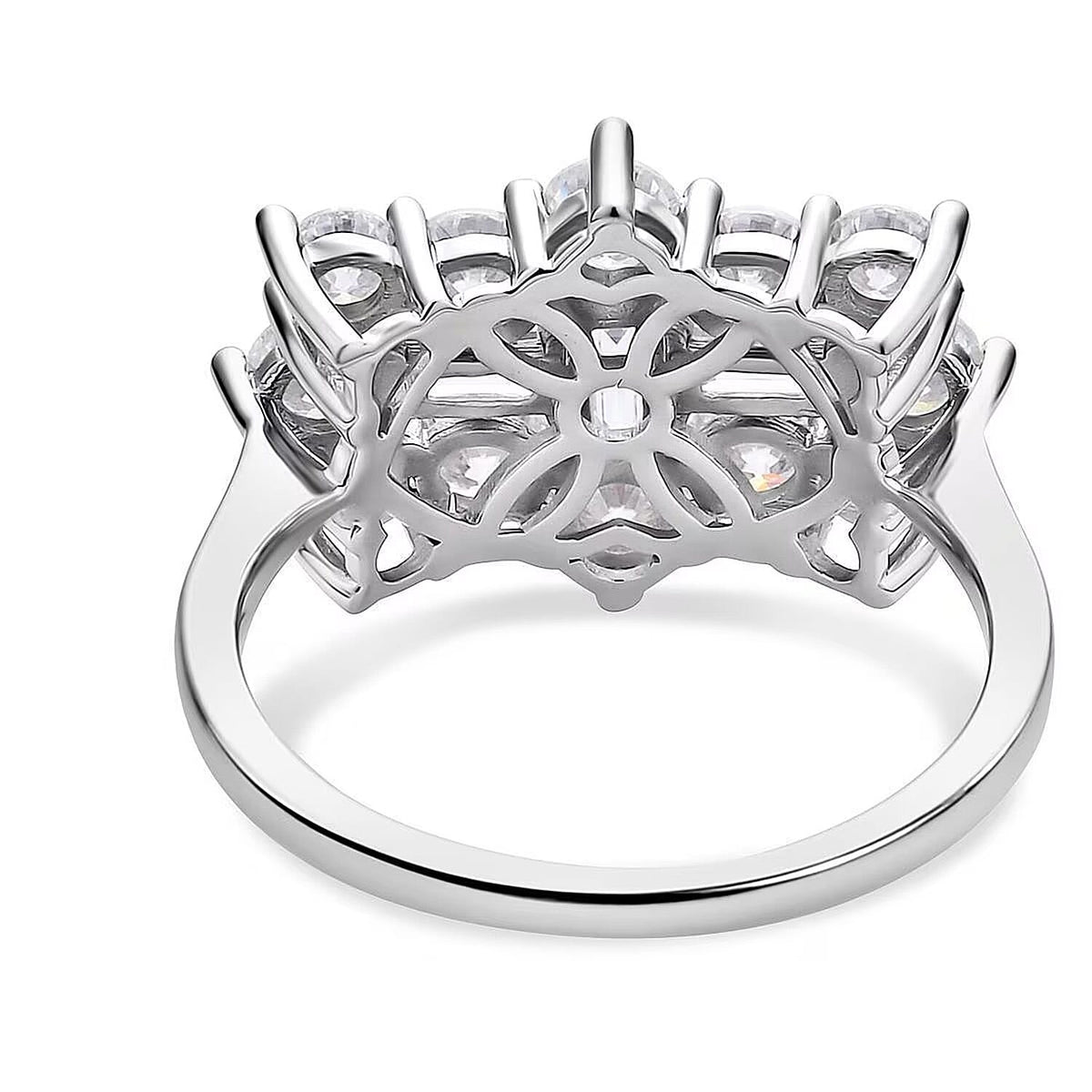 Moissanite Boat Ring in Rhodium Overlay Sterling Silver 2.55 Ct. 7270132 7