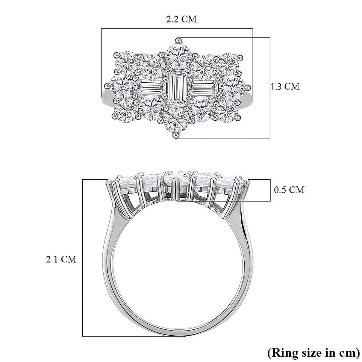 Moissanite Boat Ring in Rhodium Overlay Sterling Silver 2.55 Ct. 7270132 8