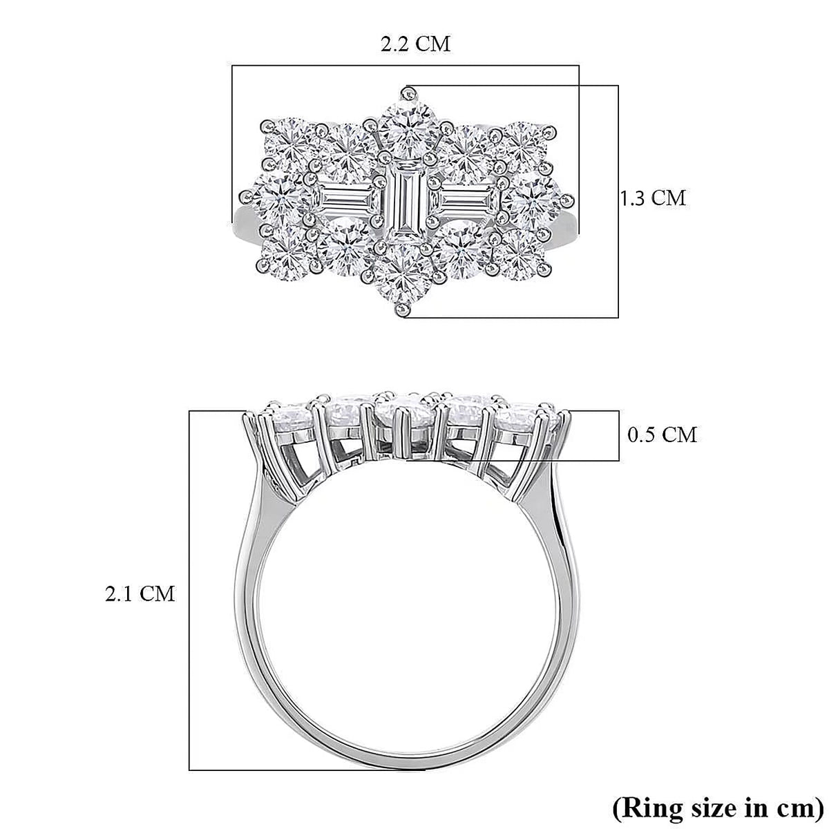 Moissanite Boat Ring in Rhodium Overlay Sterling Silver 2.55 Ct. 7270133 8