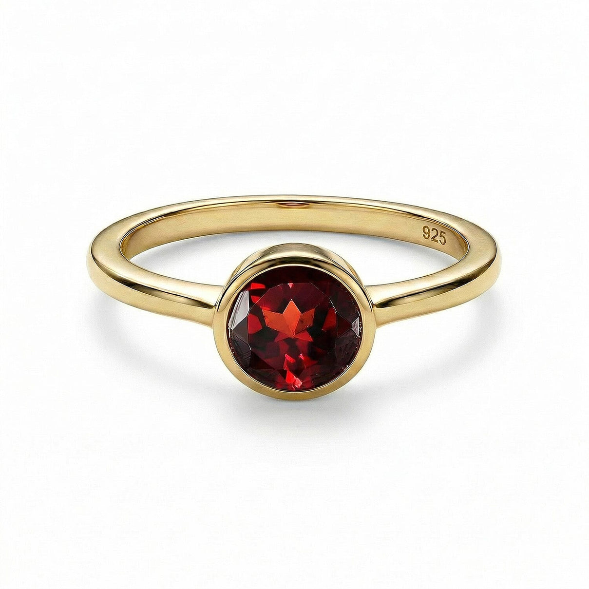 Garnet January Birthstone Solitaire Ring in 18K Vermeil Yellow Gold Plated Sterling Silver 7308007 0