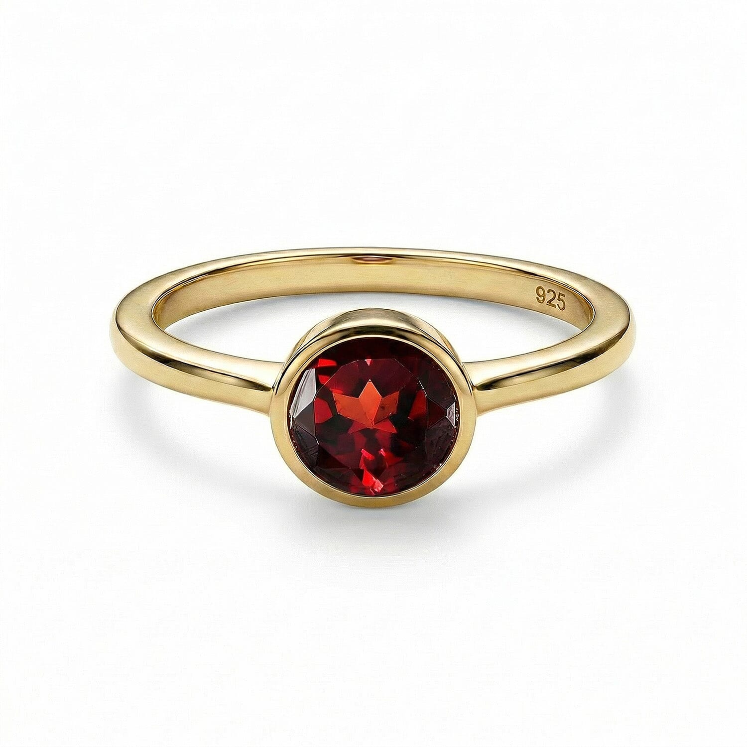 Garnet January Birthstone Solitaire Ring in 18K Vermeil Yellow Gold Plated Sterling Silver 7308007 0