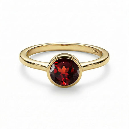 Garnet January Birthstone Solitaire Ring in 18K Vermeil Yellow Gold Plated Sterling Silver 7308007 1