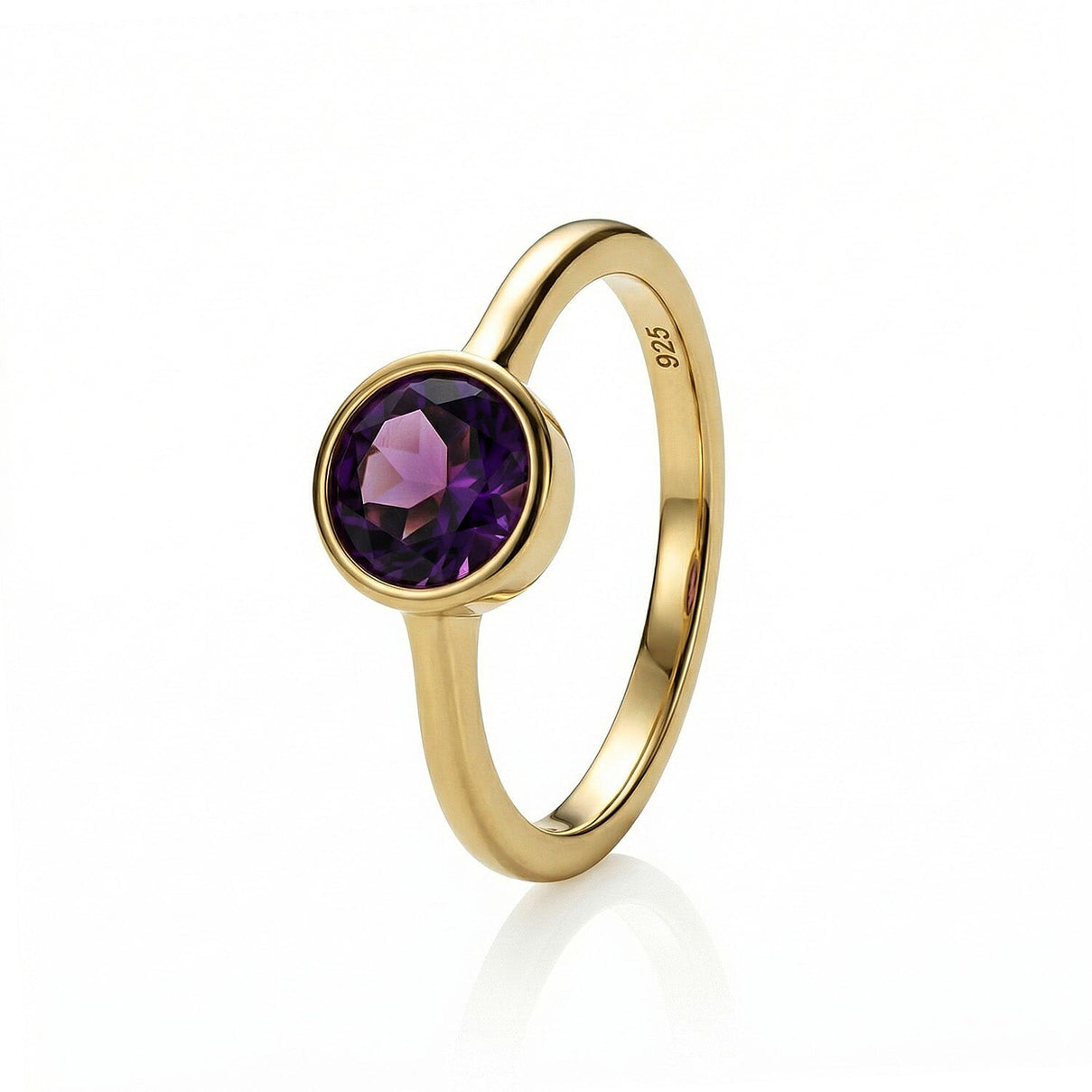 African Amethyst February Birthstone Solitaire Ring in 18K Vermeil Yellow Gold Plated Sterling Silver 7308029 5
