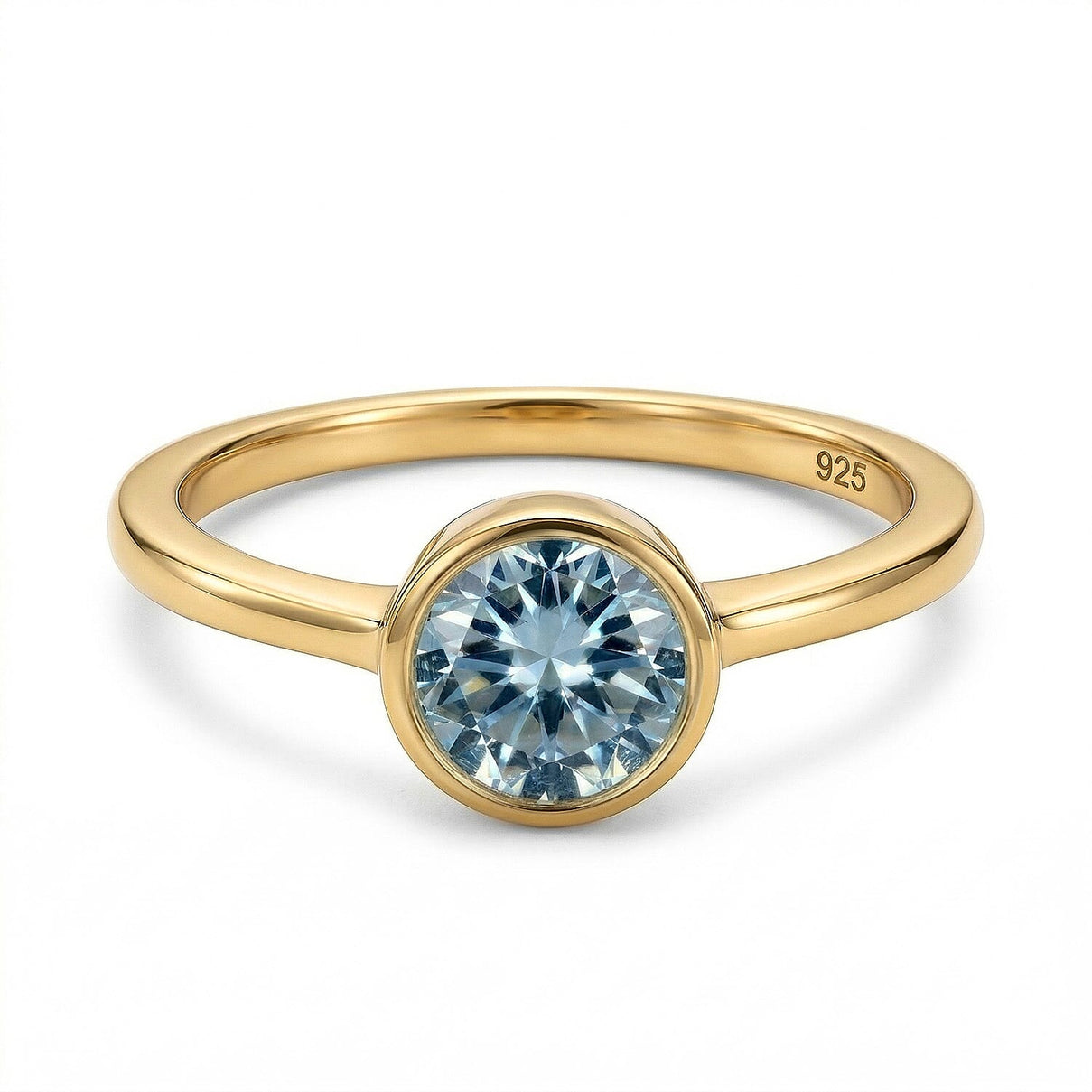 Aquamarine March Birthstone Solitaire Ring in 18K Vermeil Yellow Gold Plated Sterling Silver 7308049 0