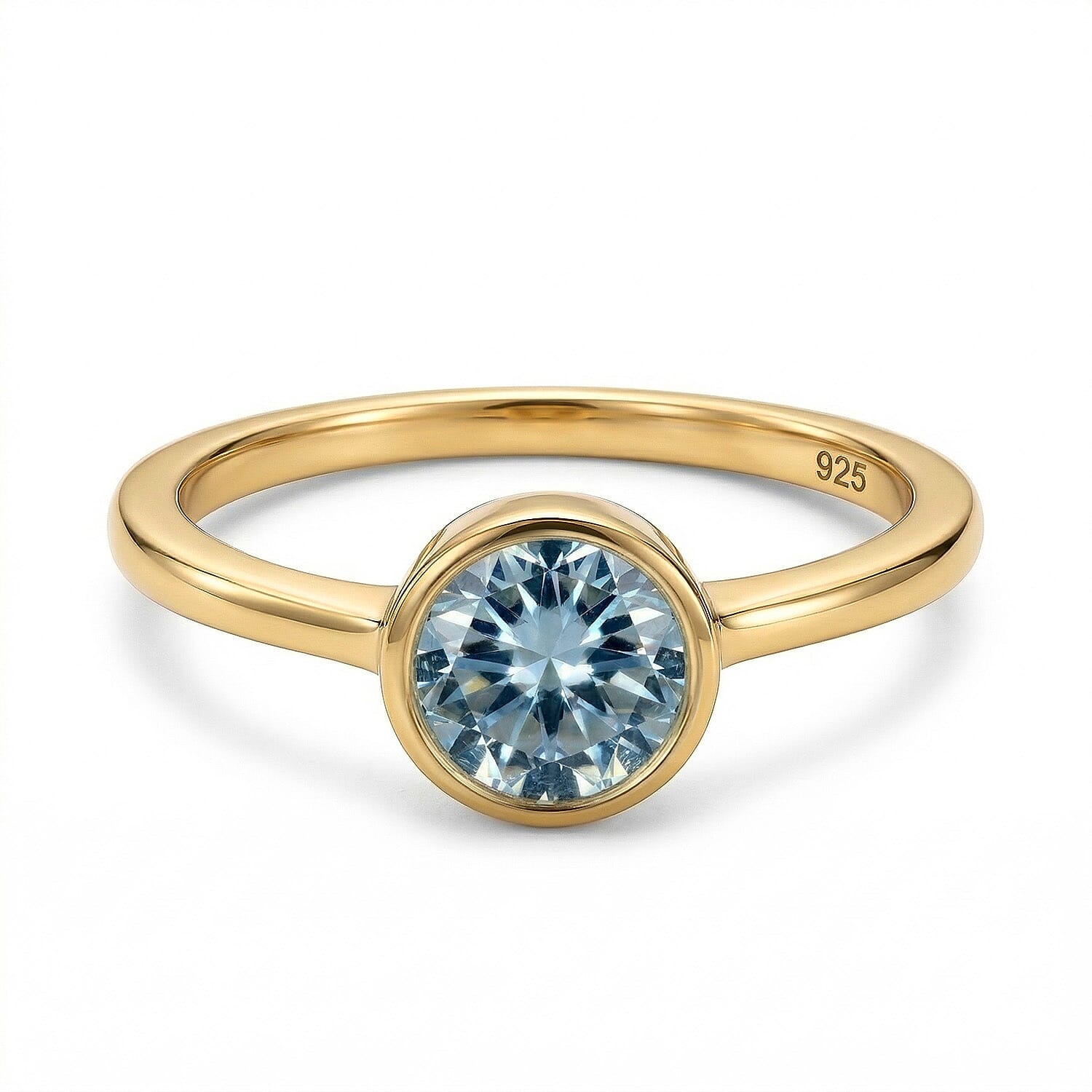 Aquamarine March Birthstone Solitaire Ring in 18K Vermeil Yellow Gold Plated Sterling Silver 7308049 0