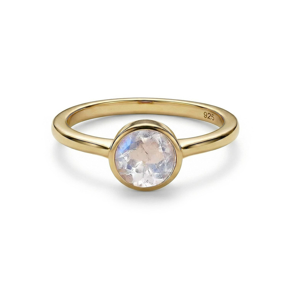 Rainbow Moonstone June Birthstone Solitaire Ring in 18K Vermeil Yellow Gold Plated Sterling Silver 7308089 0