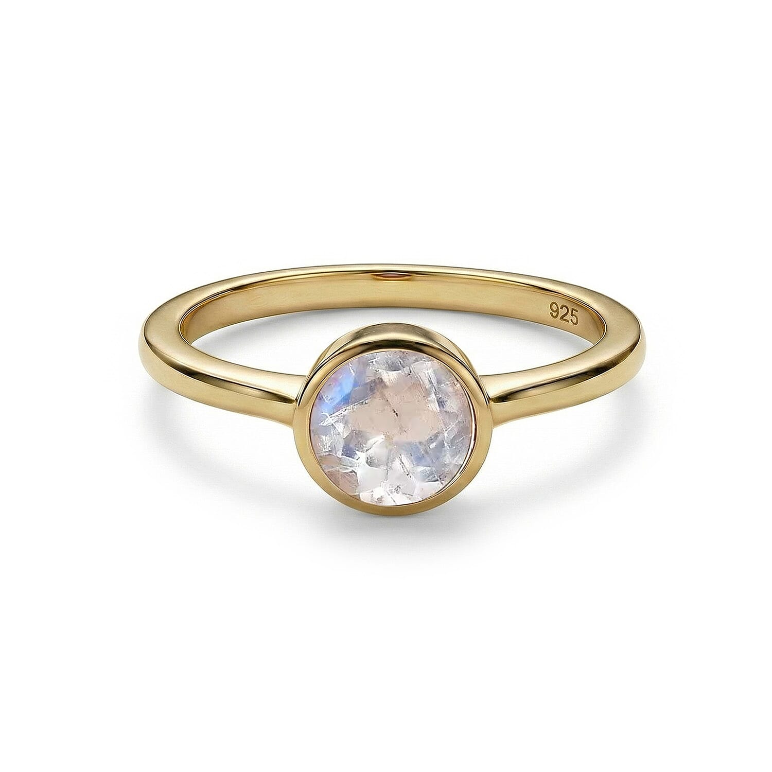 Rainbow Moonstone June Birthstone Solitaire Ring in 18K Vermeil Yellow Gold Plated Sterling Silver 7308089 0