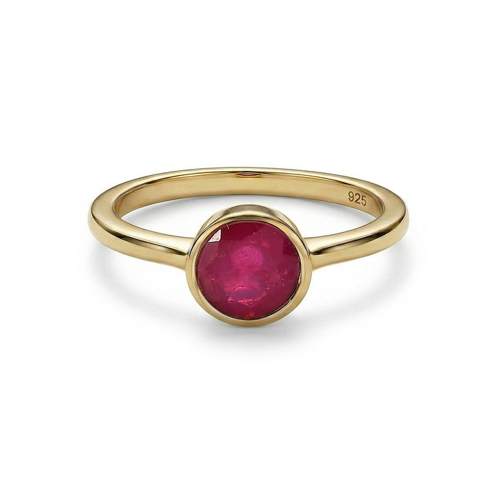 Fissure Filled Ruby July Birthstone Solitaire Ring in 18K Vermeil Yellow Gold Plated Sterling Silver 7308101 1