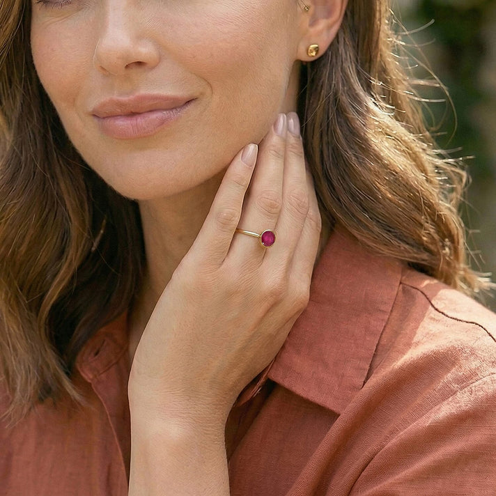 Fissure Filled Ruby July Birthstone Solitaire Ring in 18K Vermeil Yellow Gold Plated Sterling Silver 7308101 2