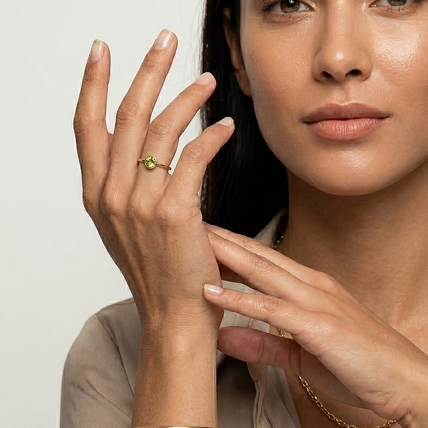 Peridot August Birthstone Solitaire Ring in 18K Vermeil Yellow Gold Plated Sterling Silver 7308113 3